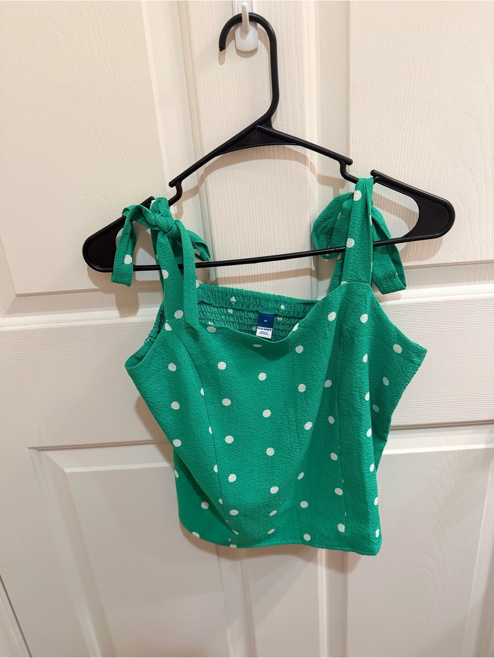 Old Navy Green Polka Dot Tie-Shoulder Crop Top